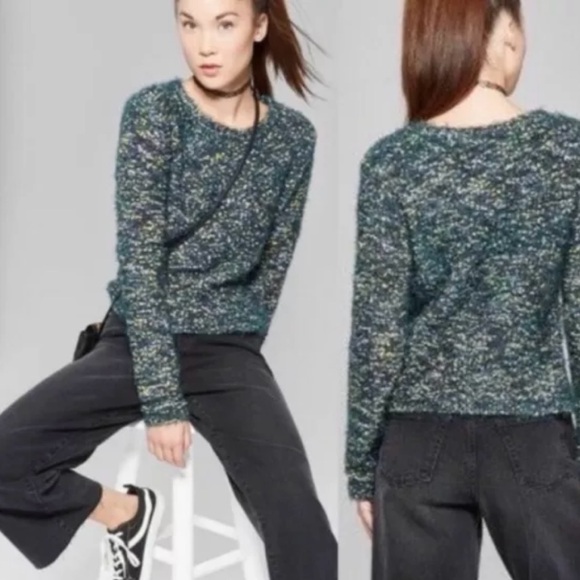 Wild Fabel Green Confetti Sweater Sz  L - Picture 2 of 7